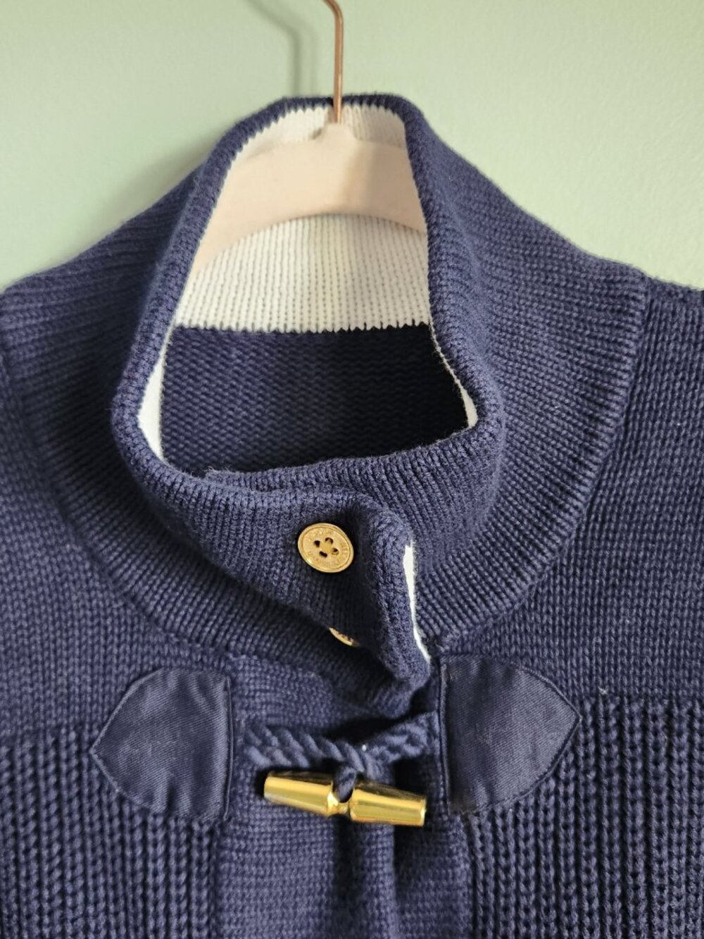 Vintage Ralph Lauren XL Sweater Women's Navy Knit Toggle Cardigan Nautical - Picture 9 of 13